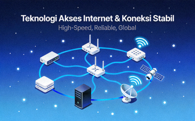 Ilustrasi teknologi akses internet dan koneksi yang stabil