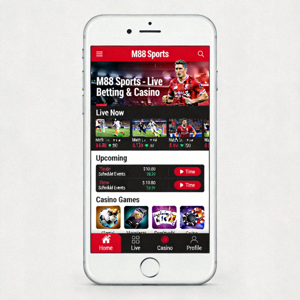 Tampilan antarmuka M88 Sports yang dioptimalkan untuk perangkat mobile