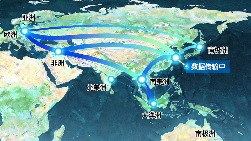 Ilustrasi grafis jaringan internet global yang menunjukkan koneksi data antar benua